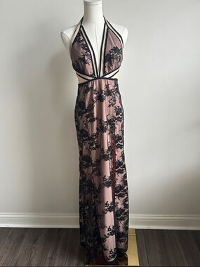 Sheer Mesh Embroidered Plunge Halter Maxi Dress Women S Fairy Goth Prom